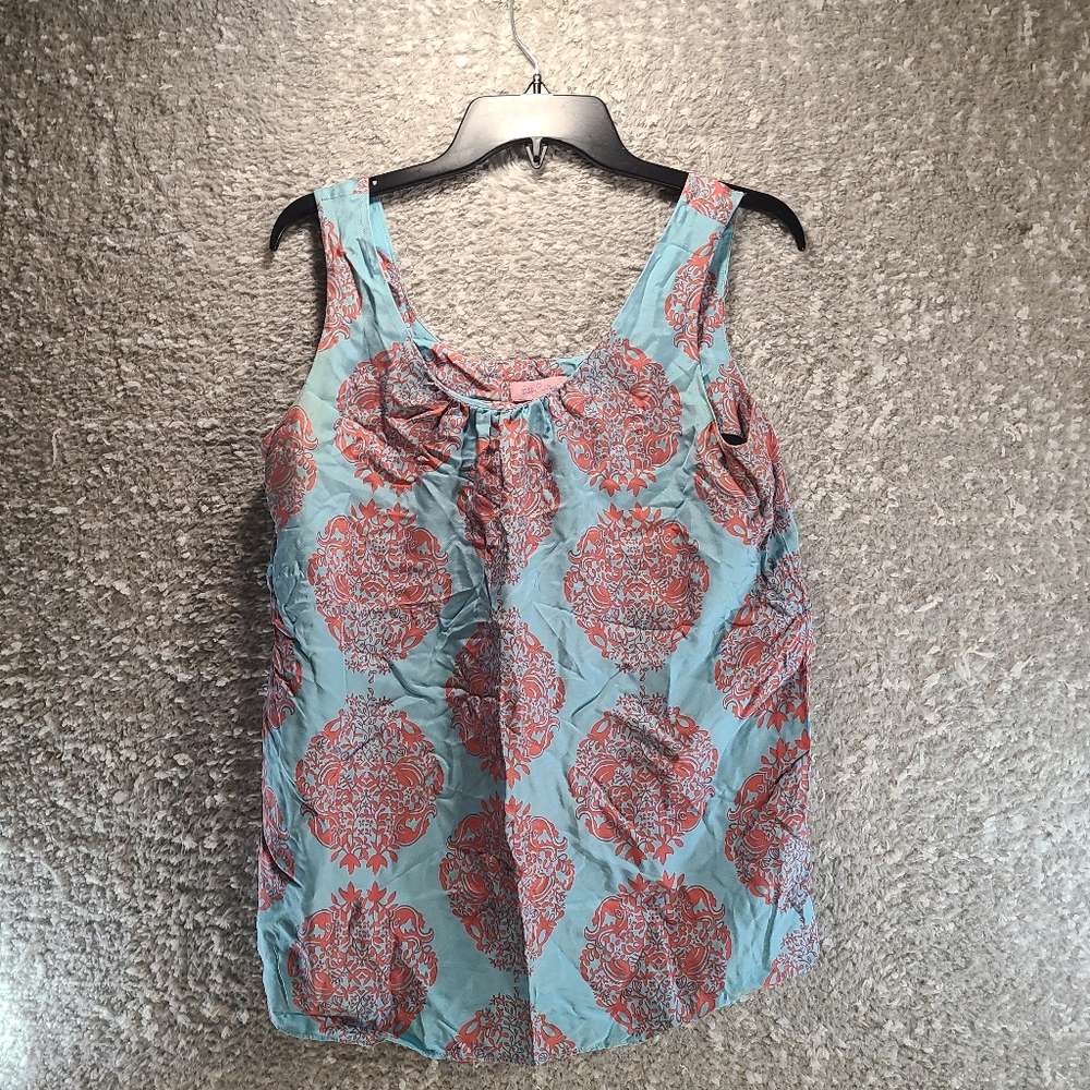 Lilly‎ Pulitzer Womens Size 6 Blue Paisley 100% Silk Sleeveless Blouse